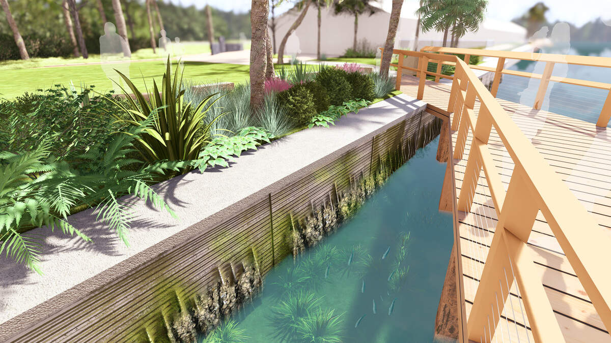A rendering shows what the living seawall at the Church by the Sea could look like once constructed.